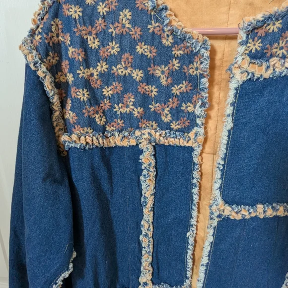 Handmade Patchwork Denim Jacket - Picture 2 of 4